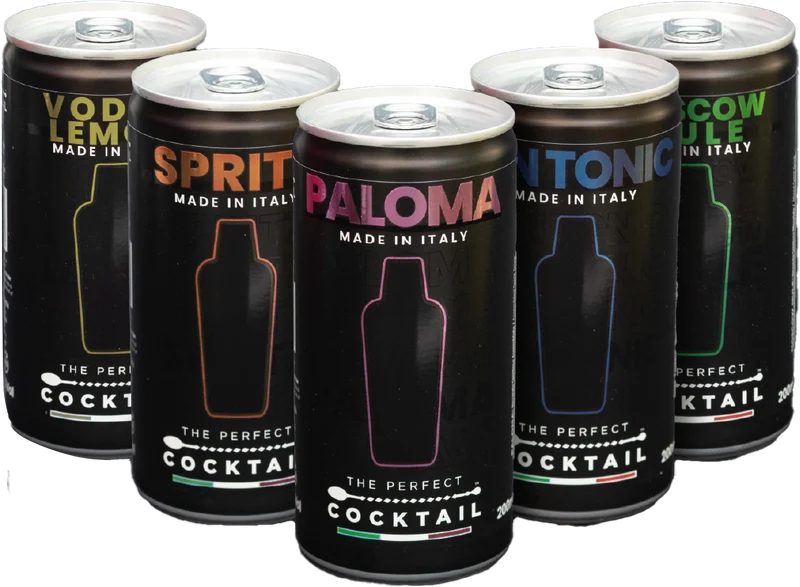 5 mixed cocktails in lattina