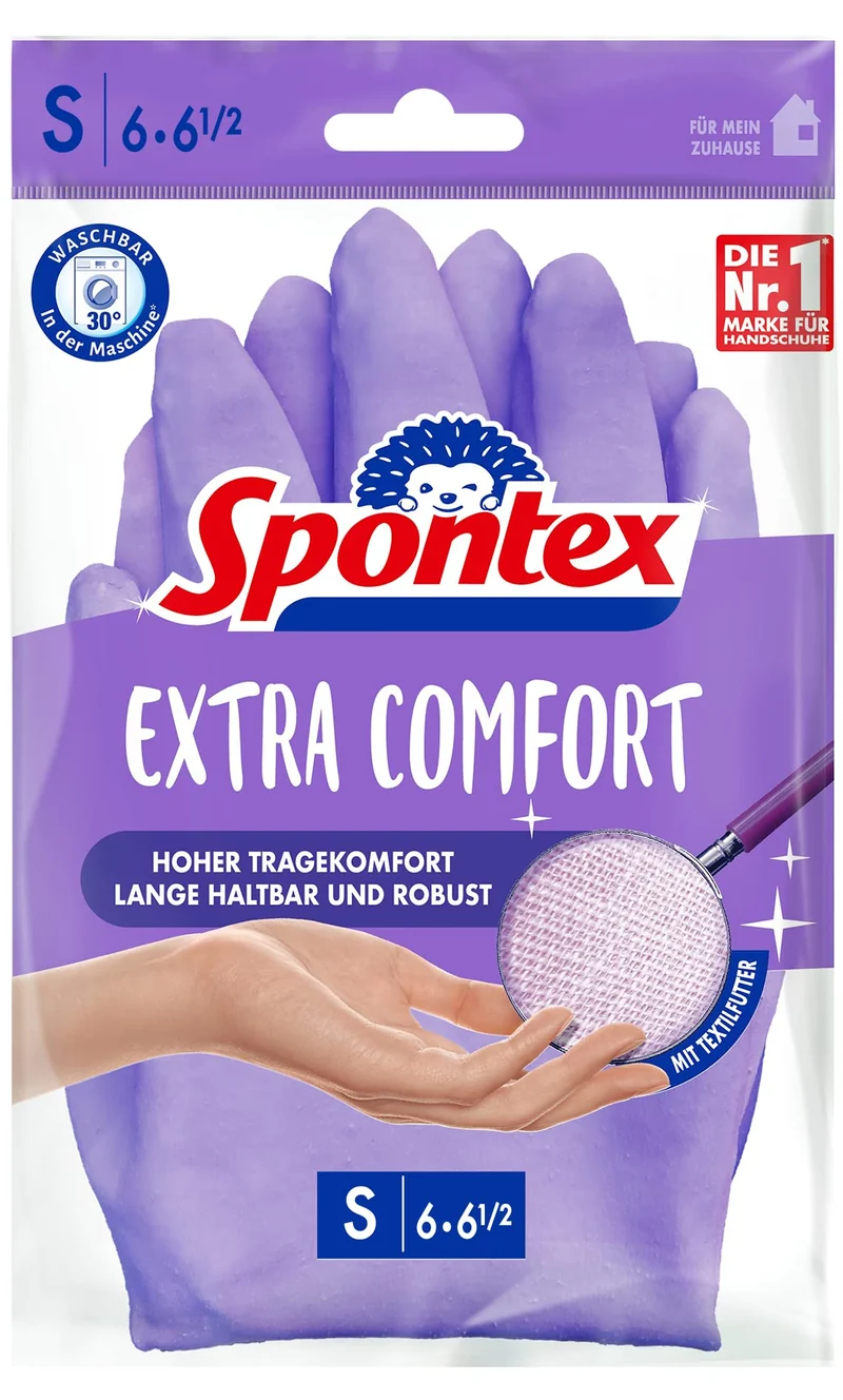 Spontex Extra Comfort, guanti per la casa di alta qualità con morbida fodera in tessuto