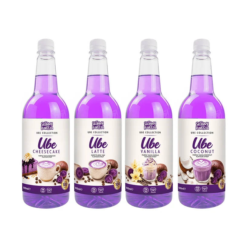 Collezione definitiva di sciroppi per caffè all'ube Skinny Barista – 4 x 1 litro