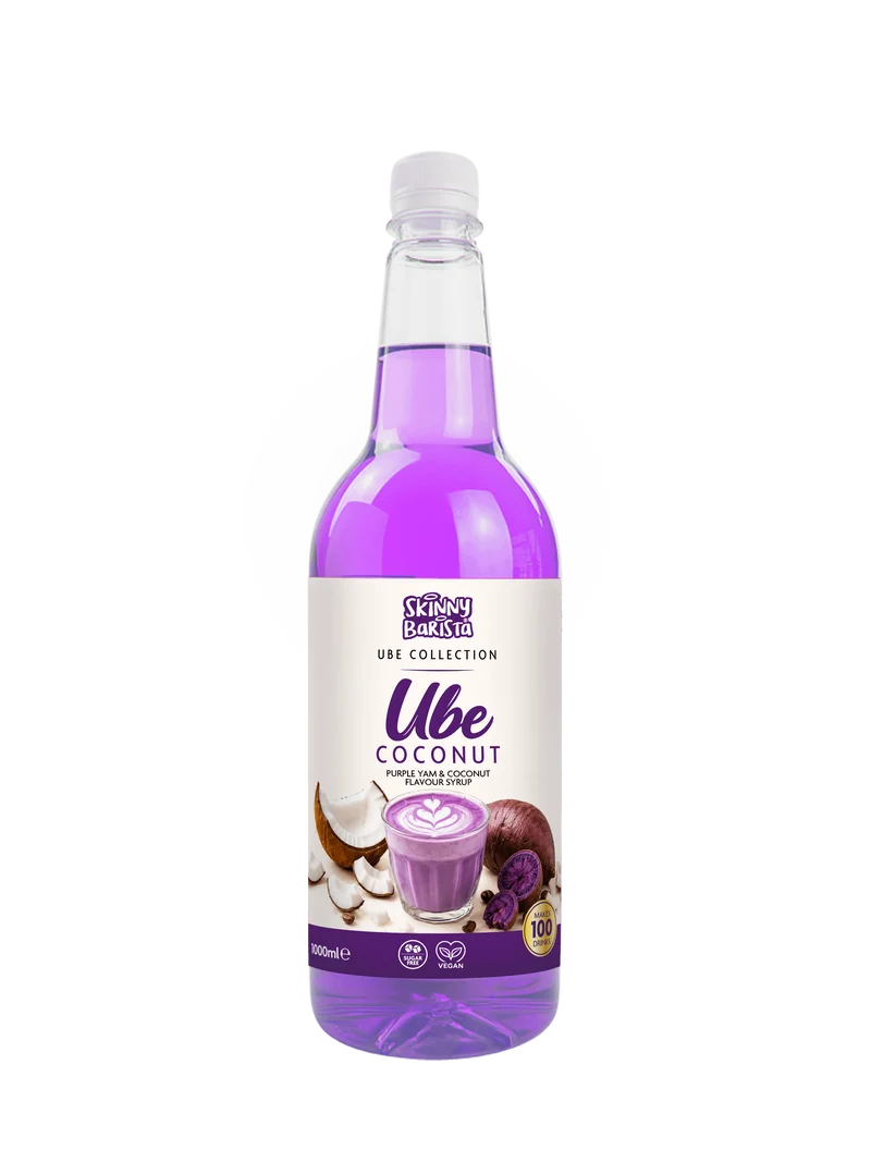 Sciroppo al gusto di ube e cocco Skinny Barista - A basso contenuto calorico e senza zucchero - 1 litro