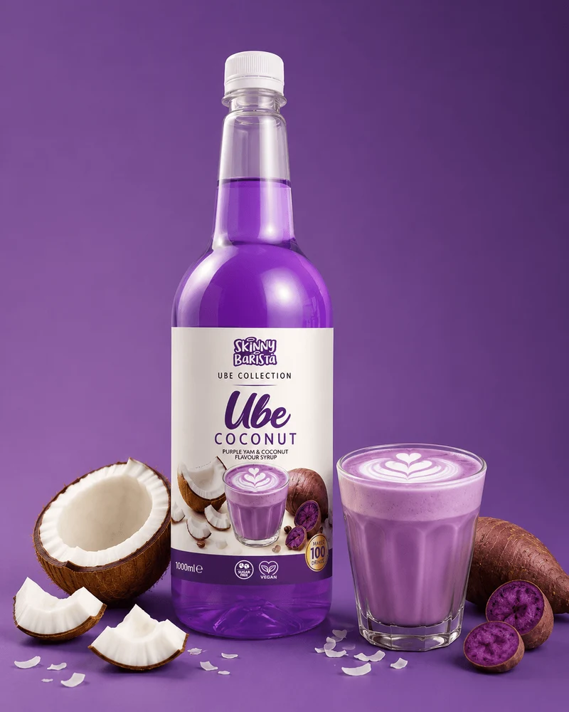 Sciroppo al gusto di ube e cocco Skinny Barista - A basso contenuto calorico e senza zucchero - 1 litro