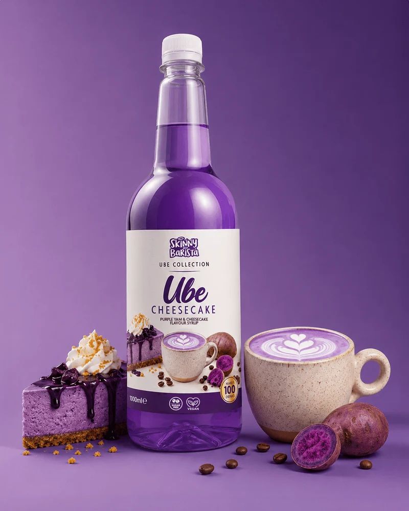Sciroppo al gusto di cheesecake all'ube Skinny Barista - A basso contenuto calorico e senza zucchero - 1 litro