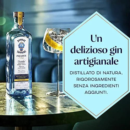 Bombay Sapphire Premier Cru Premium Distilled London Dry Gin, Vol. 47%, 700 ml, infuso a vapore con una selezione accurata di botanical esotici e limoni di Murcia, 70 cl
