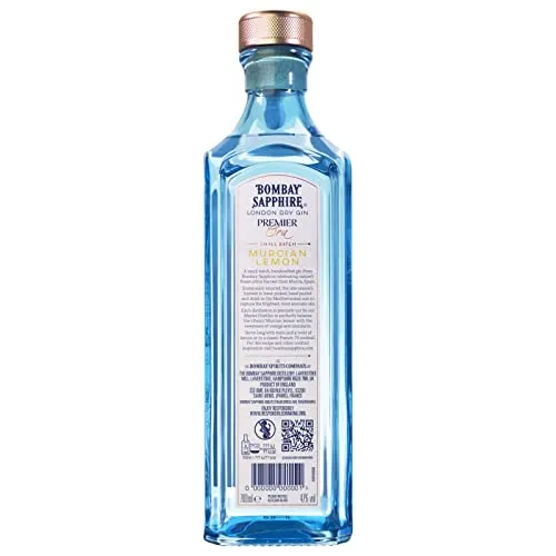 Bombay Sapphire Premier Cru Premium Distilled London Dry Gin, Vol. 47%, 700 ml, infuso a vapore con una selezione accurata di botanical esotici e limoni di Murcia, 70 cl
