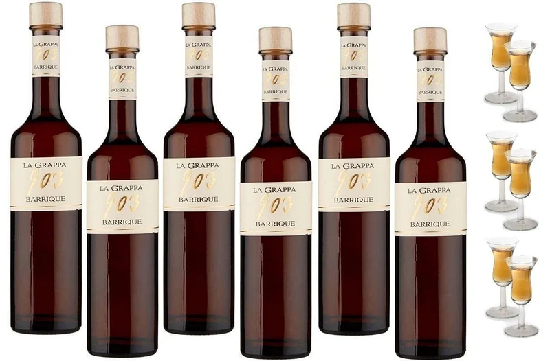 BONAVENTURA MASCHIO GRAPPA 903 BARRIQUE 70 CL 6 BOTTIGLIE CON 6 BICCHIERI ORIGINALI