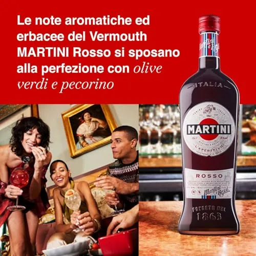 MARTINI Rosso Vermouth Aperitivo, 14,4% ABV, 100cl / 1L, Vermouth Infuso con Erbe Aromatiche