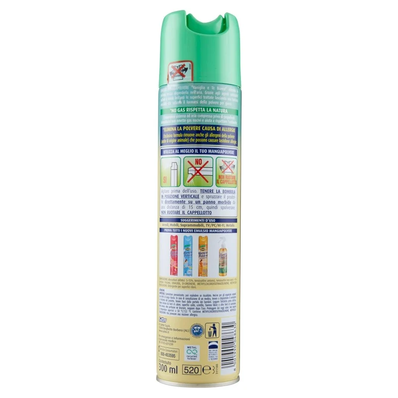 Emulsio 0266113 Mangiapolvere Vaniglia e Tè Bianco, 300 ml