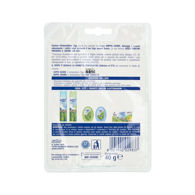 Emulsio Naturale 0298313 Ilcattura Odori Gel Frigo, 40 G