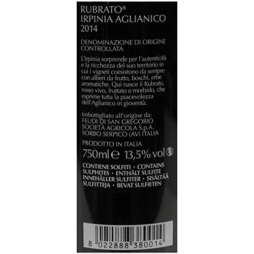 Aglianico Feudi San Gregorio | Rubrato | 6 Bottiglie 75 Cl | Vino Rosso della Campania | Idea Regalo
