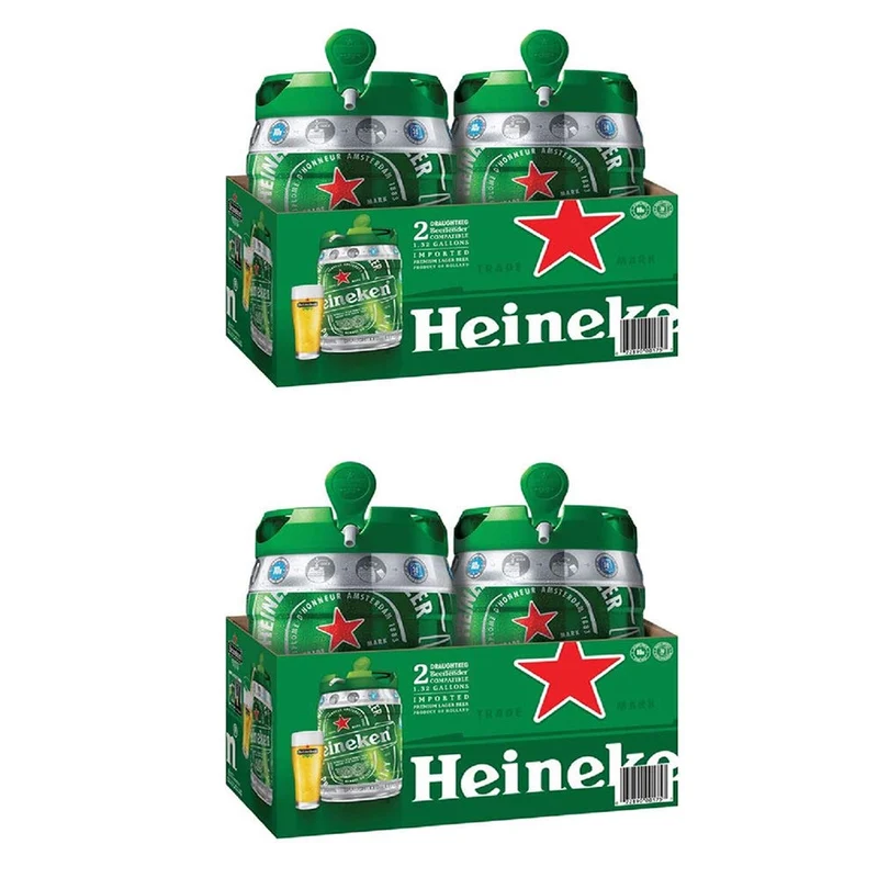 Heineken DraughtKeg Confezione da 4 Fusti con Erogatori da 5 Litri Ciascuno