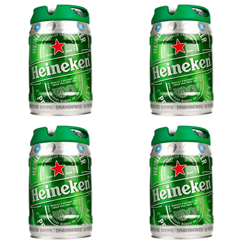Heineken DraughtKeg Confezione da 4 Fusti con Erogatori da 5 Litri Ciascuno