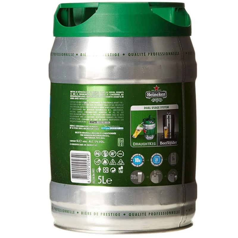 Heineken DraughtKeg Confezione da 4 Fusti con Erogatori da 5 Litri Ciascuno