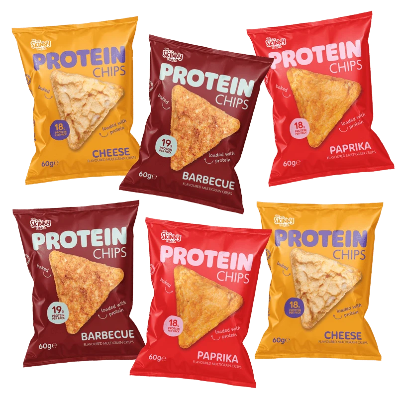 Confezione mista di Skinny Protein Chips (2 per gusto) 6 x 60 g (18-19 g di proteine ​​per confezione)