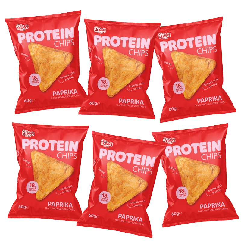 Patatine proteiche magre al gusto di paprika, confezione multipla da 6 x 60 g (18 g di proteine ​​per confezione)