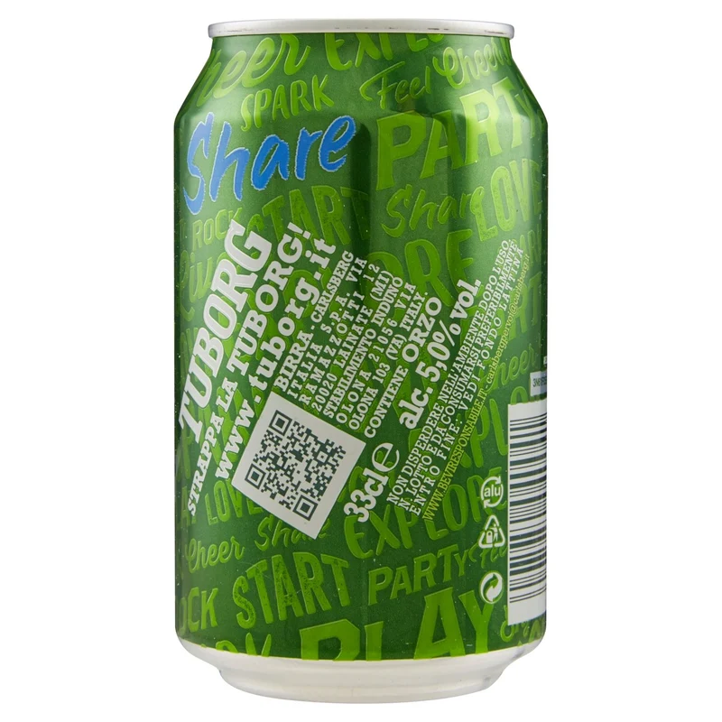 Tuborg, Cassa con 24 Lattine da 33cl, Birra Lager, Gusto Fresco e Dissetante, Gradazione Alcolica 5.0% Vol