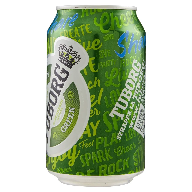 Tuborg, Cassa con 24 Lattine da 33cl, Birra Lager, Gusto Fresco e Dissetante, Gradazione Alcolica 5.0% Vol