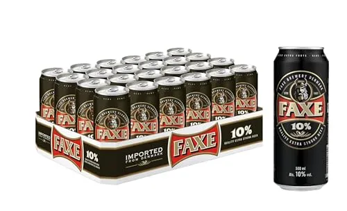 Faxe, Birra Forte Doppio Malto, Gradazione Alcolica 10°C, Strong Lager con Profumo Fruttati e Malto, Senza Additivi e Alcol Aggiunto