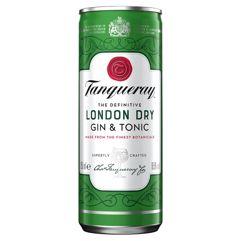 Tanqueray London Dry - Premix Gin & Tonic, Pack di 12 Lattine da 250 ml