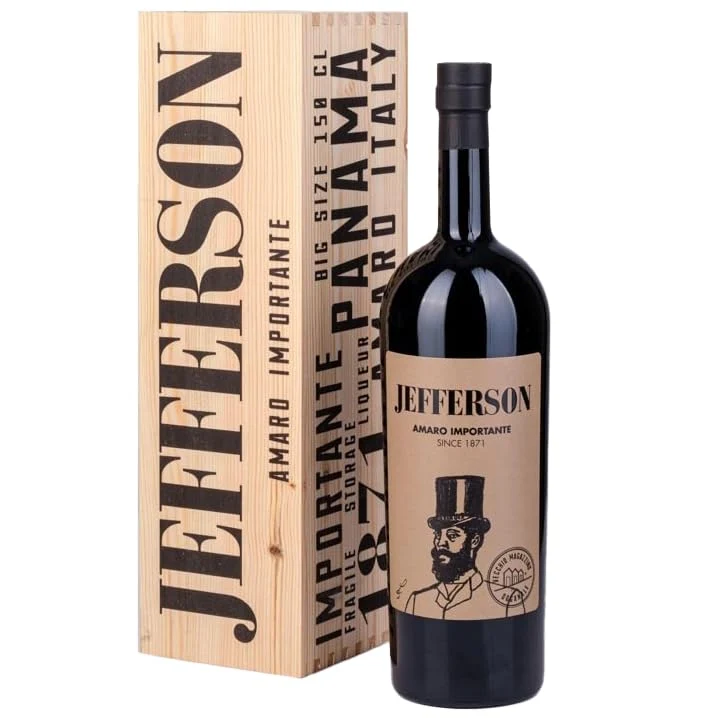 JEFFERSON Amaro Importante CASSA LEGNO 150 cl Big Size | Magnum - Confezione regalo Cofanetto in legno 1500ml / 1,5 L