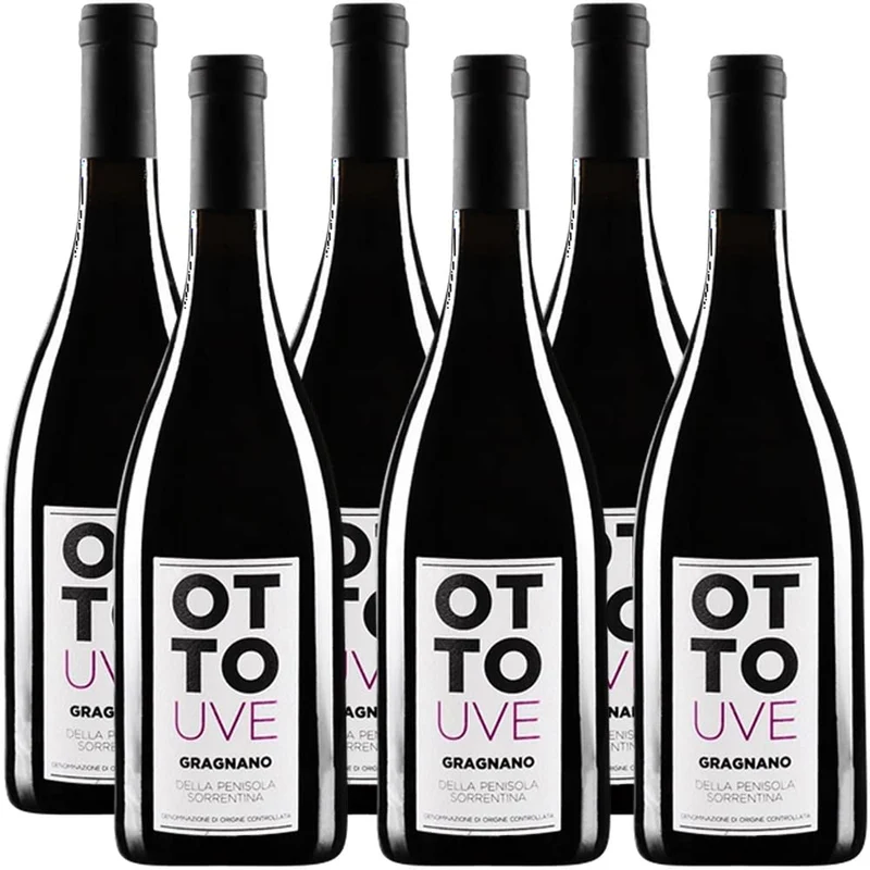 Ottouve Gragnano Penisola Sorrentina Doc | Martusciello | Vino Rosso Frizzante | 6 Bottiglie 75 Cl | Campania | Idea Regalo