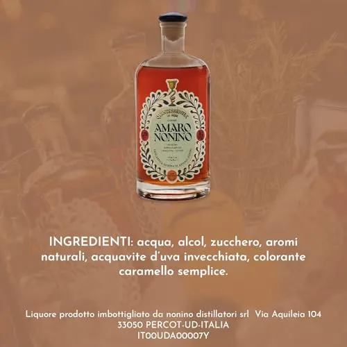 Distillerie Nonino dal 1897, Amaro Nonino Quintessentia, Liquore d'erbe nobilitato da Acquavite d'Uva invecchiata in barriques - bottiglia in vetro da 700 ml