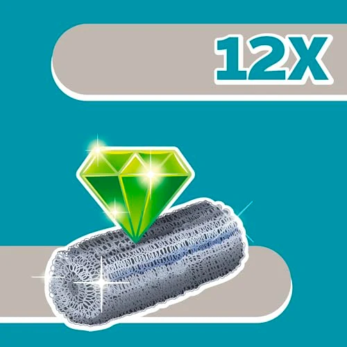 ARIX | 12 Rotolini Abrasivi in Fine Lana d’Acciaio, per Rimuovere Incrostazioni da pentole, Stoviglie e Tutte le Superfici Non Delicate