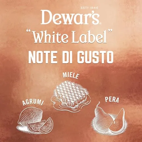 Dewars White Label Blended Scotch Whisky, 40% ABV, 70cl / 700ml, Rifinito in Botti di Rovere Selezionate