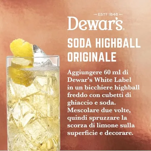 Dewars White Label Blended Scotch Whisky, 40% ABV, 70cl / 700ml, Rifinito in Botti di Rovere Selezionate