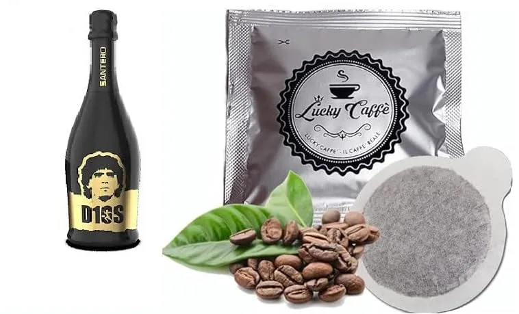 CG94-958 SANTERO D1OS EXTRA DRY 750 ML Diego Maradona in OMAGGIO 5 Cialde Lucky Caffè