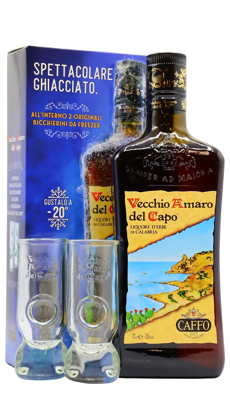 Vecchio Amaro del Capo con 2 bicchieri Caffo 0,7 ℓ