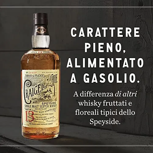 Craigellachie 13 Anni Speyside Scotch Single Malt Whisky con astuccio regalo, affinato in botti di Sherry e Bourbon, Vol. 46%, 70 cl / 700 ml