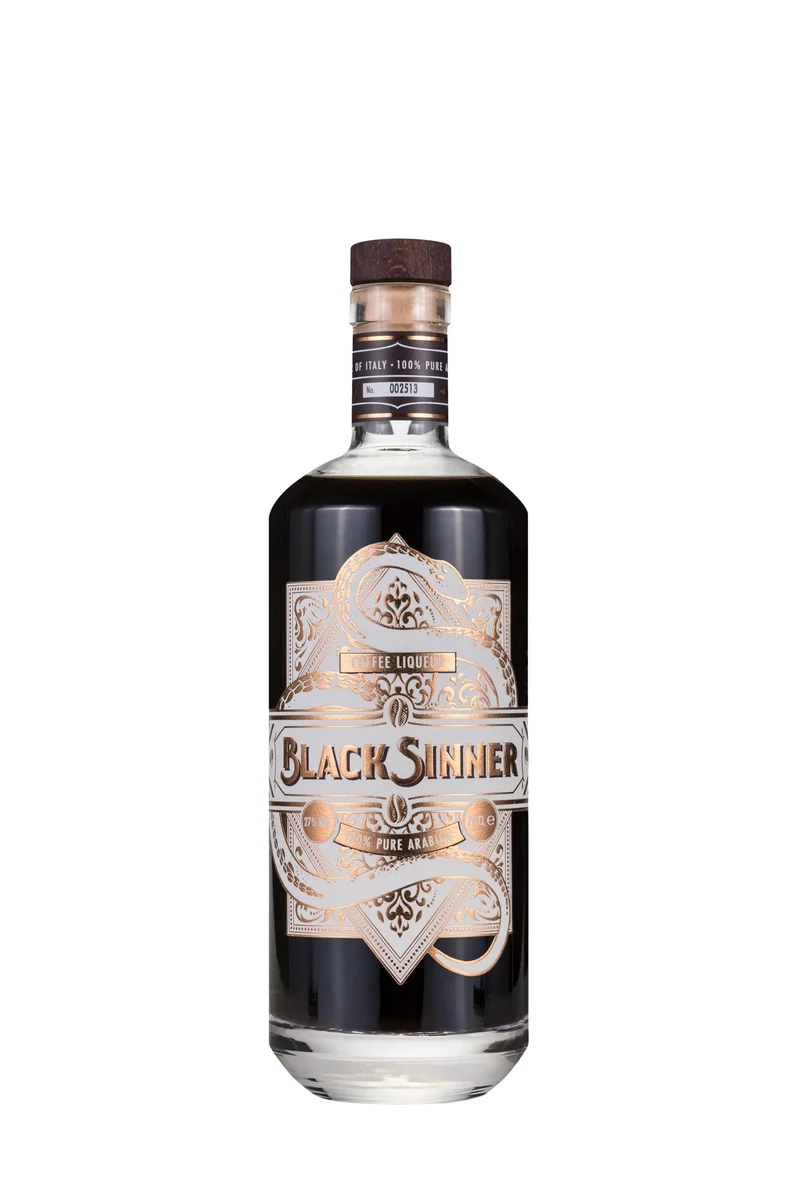 BLACK SINNER - LIQUORE AL CAFFÈ ARABICO PURO TUTTO NATURALE REALIZZATO IN ITALIA,SENZA COLORANTI E AROMI AGGIUNTI - By BRUNO VANZAN - CL.70