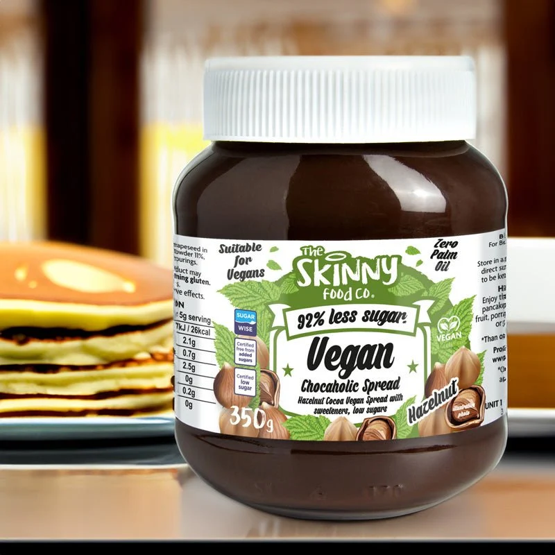 Crema spalmabile al cioccolato vegana - Crema spalmabile alla nocciola a basso contenuto di zucchero - 350g