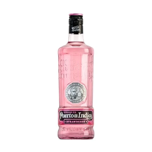 Gin Puerto de Indias - Strawberry Premium Gin - Ginebra Rosa con Fresas Naturales - 70cl - 37.5%