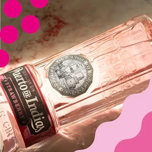 Gin Puerto de Indias - Strawberry Premium Gin - Ginebra Rosa con Fresas Naturales - 70cl - 37.5%