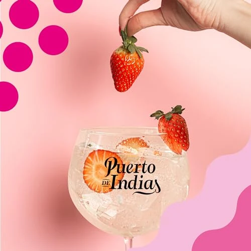 Gin Puerto de Indias - Strawberry Premium Gin - Ginebra Rosa con Fresas Naturales - 70cl - 37.5%