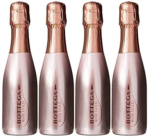 4 x Bottega Rose Gold Prosecco Sparkling Wine 20cl Miniature