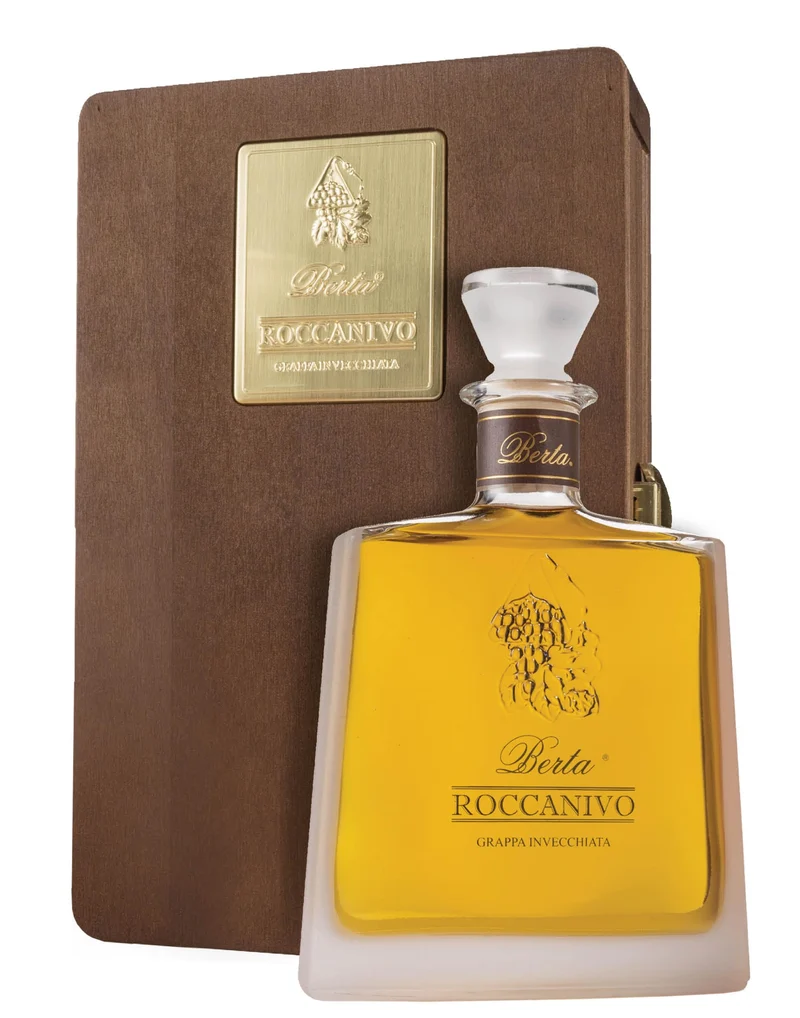 Grappa Berta "Roccanivo" con cofanetto legno grappa di Barbera 0,70 lt.