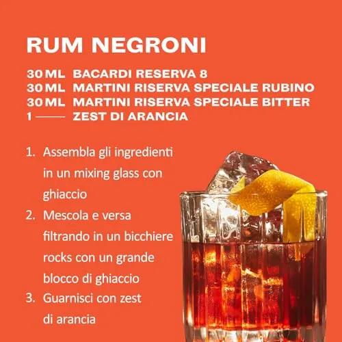 BACARDÍ Reserva 8 Year Old Premium Caribbean Rum, Vol. 40%, 70 cl / 700 ml, pregiato rum invecchiato 8 anni in botti di rovere sotto al sole dei Caraibi