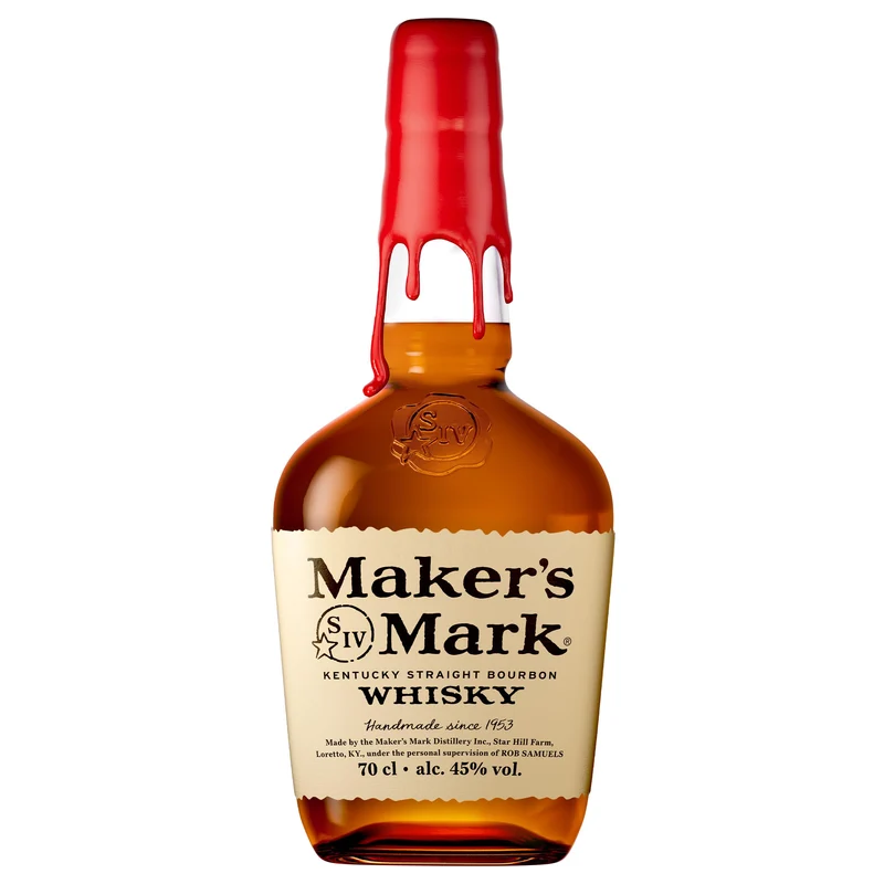 Maker's Mark, Kentucky Straight Bourbon Whisky, bourbon dolce e soft dall'iconica chiusura in cera rossa - bottiglia in vetro da 700ml