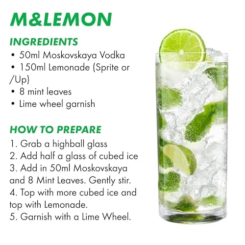 Moskovskaya Premium Vodka - Distillato con ingredienti naturali - Ideale per cocktail, shot o con ghiaccio - Prodotto a Riga, Lettonia - 38% Vol - 70cl (700ml / 0,7L)