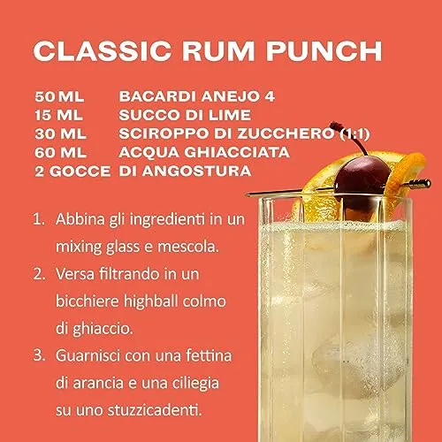 BACARDÍ Anejo 4 Year Old Premium Caribbean Rum, Vol. 40%, 70 cl / 700 ml, pregiato rum invecchiato 4 anni in botti di rovere sotto al sole dei Caraibi