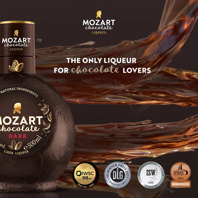 Mozart Chocolate Liqueurs "Dark Chocolate" Liquore Di Cioccolato Fondente - Mozart Distillery - 700 ml