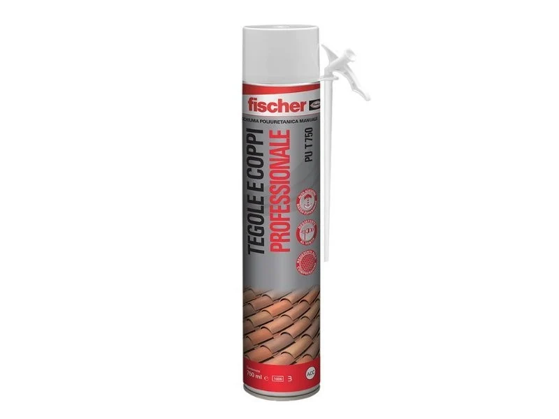 Schiuma Poliuretanica Tegole e Coppi PU T 750. Bomboletta 750 ml. Fischer