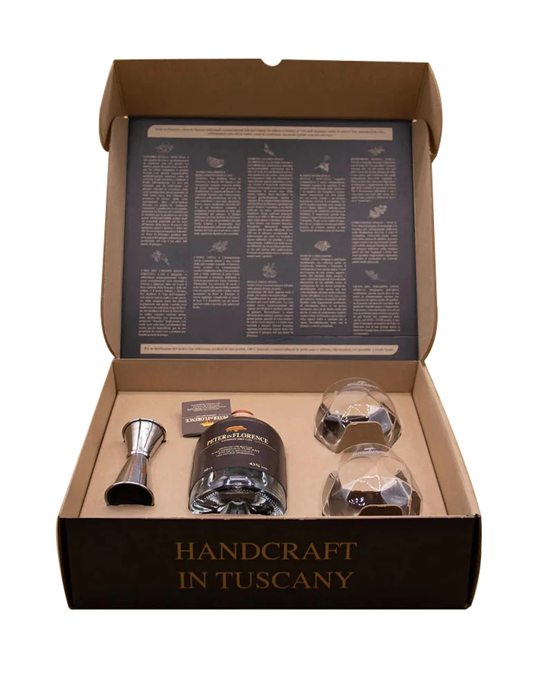 Gift Box Regalo 1 Bt Londondry Gin 2 Bicchieri 1 Jigger - Peter In Florence