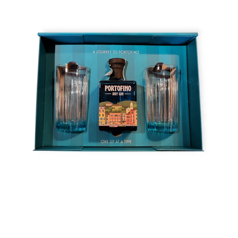 Portofino Dry Gin Gift Pack con due bicchieri