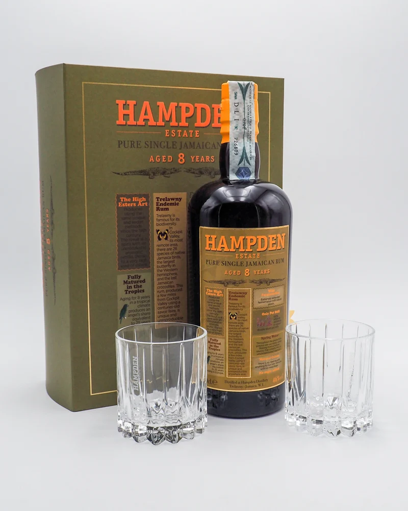 Rum Pure Single Jamaican 8yo Confezione Regalo con bicchieri - Hampden Distillery | 46% 0,7l