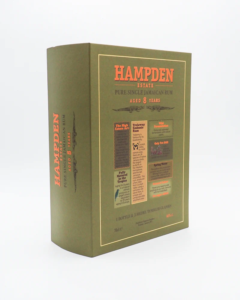 Rum Pure Single Jamaican 8yo Confezione Regalo con bicchieri - Hampden Distillery | 46% 0,7l