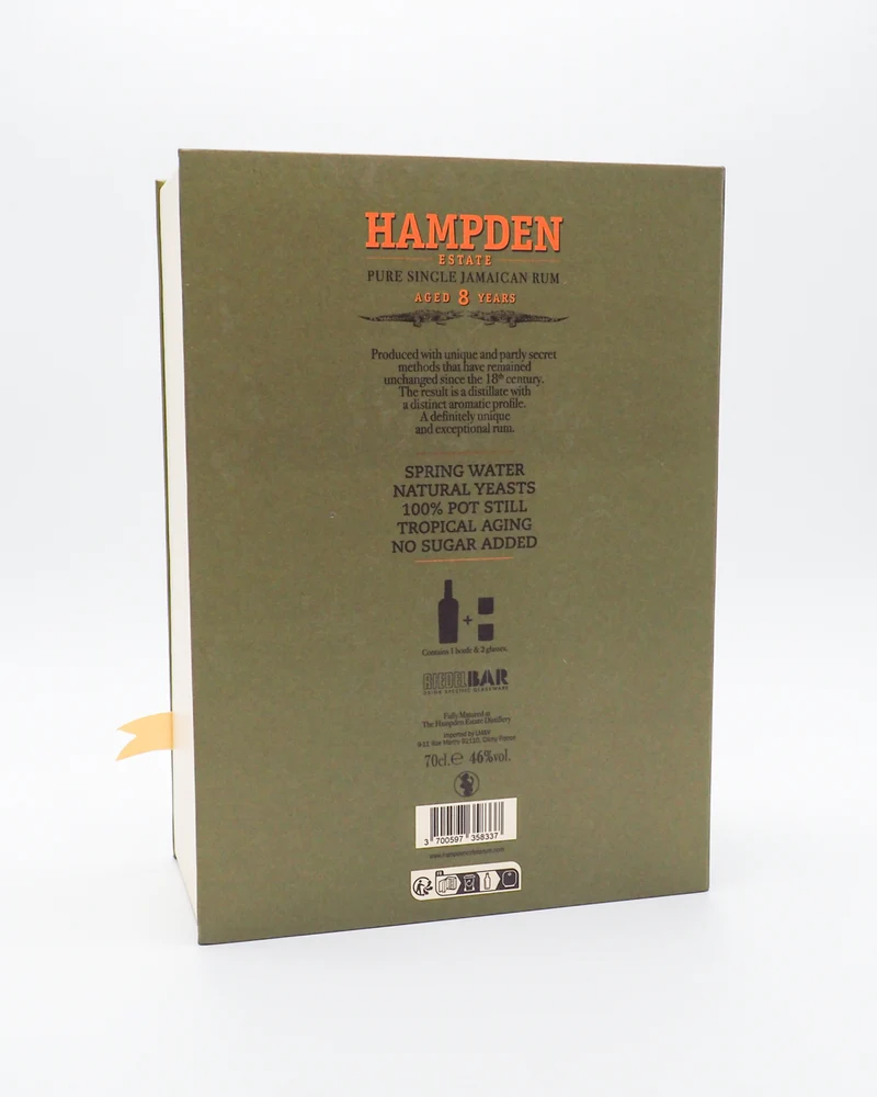 Rum Pure Single Jamaican 8yo Confezione Regalo con bicchieri - Hampden Distillery | 46% 0,7l