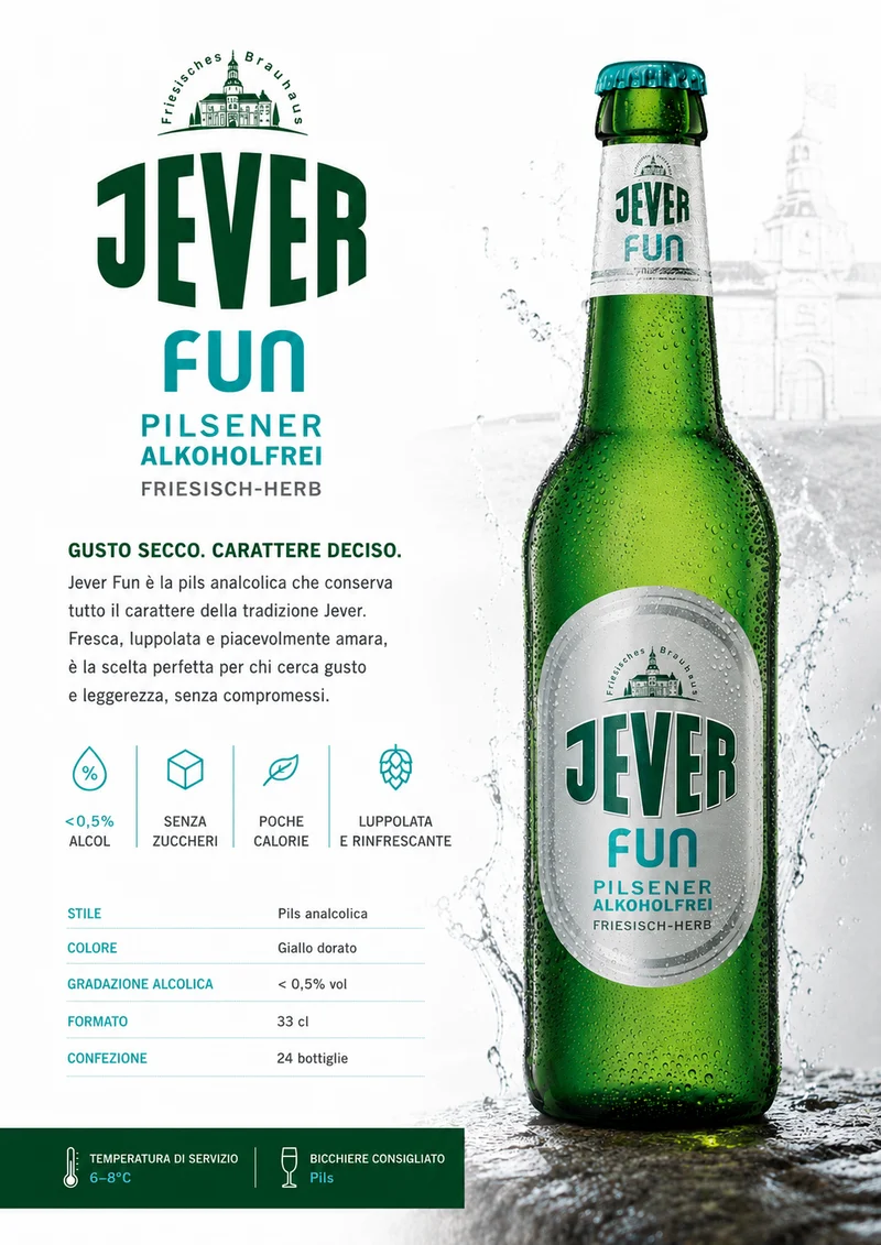 Jever Fun 0% bottiglia 330ml - Birra analcolica stile Pils